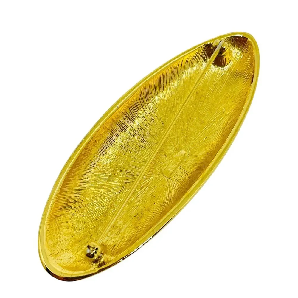 MONET signed vintage gold tone enamel modernist designer brooch